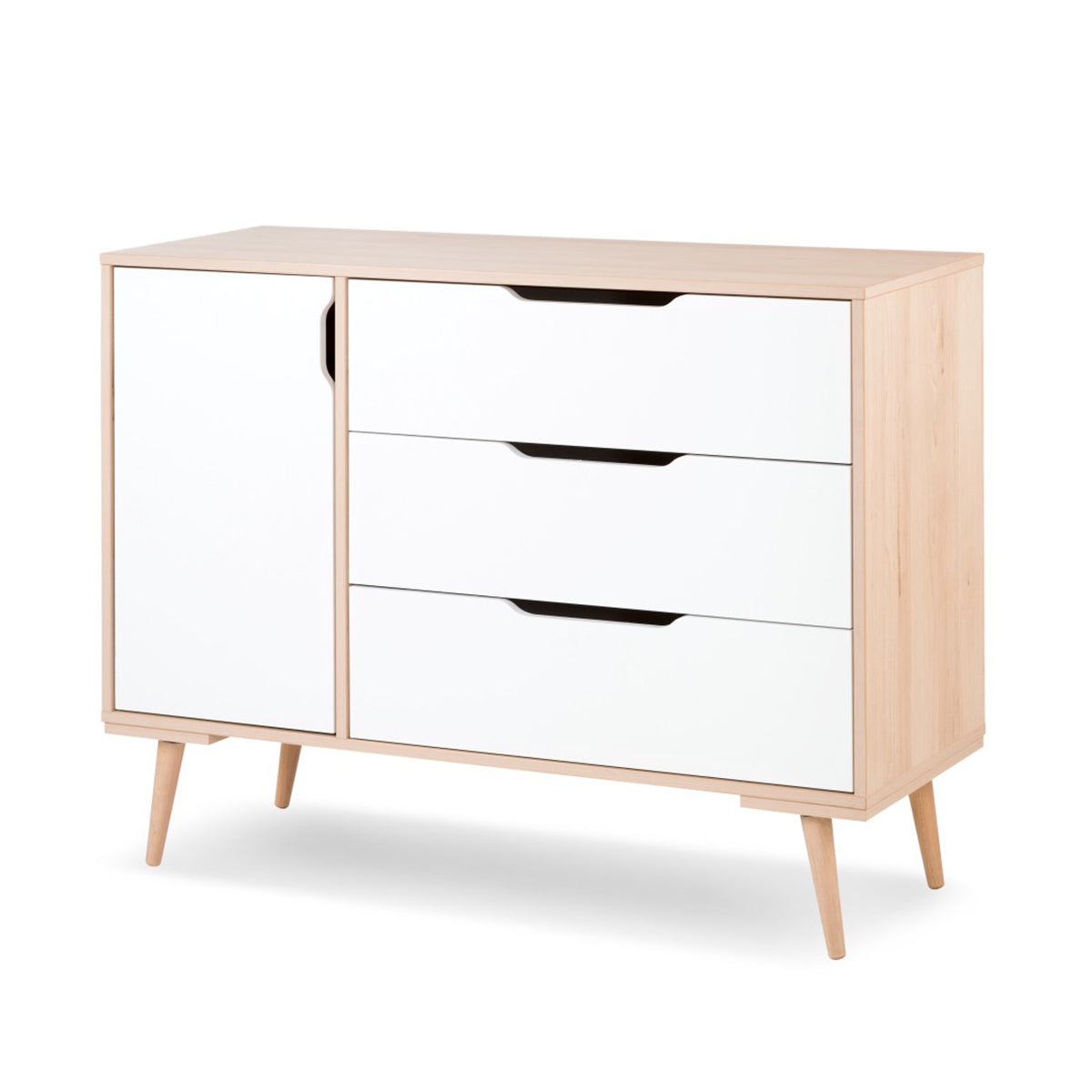 Commode et armoire 3 portes LittleSky by Klups Sofie Hêtre et Blanc - vue 2
