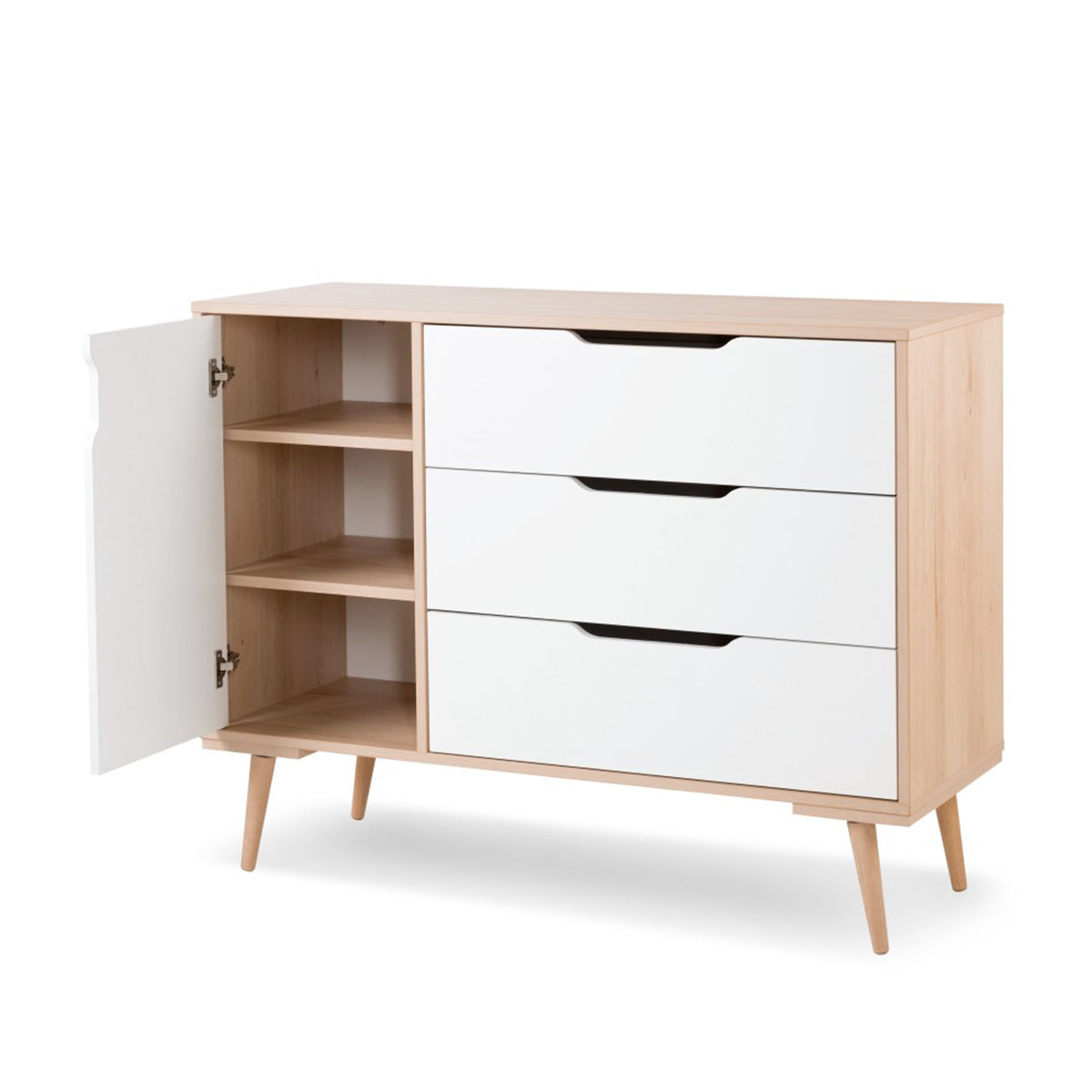 Commode et armoire 3 portes LittleSky by Klups Sofie Hêtre et Blanc - vue 3