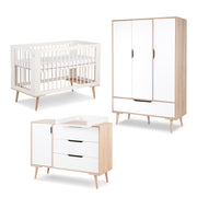 Chambre complète lit bébé 60x120 - commode à langer - armoire 3 portes LittleSky by Klups Sofie Blanc
