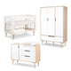 Chambre complète lit bébé 60x120 - commode à langer - armoire 3 portes LittleSky by Klups Sofie Blanc