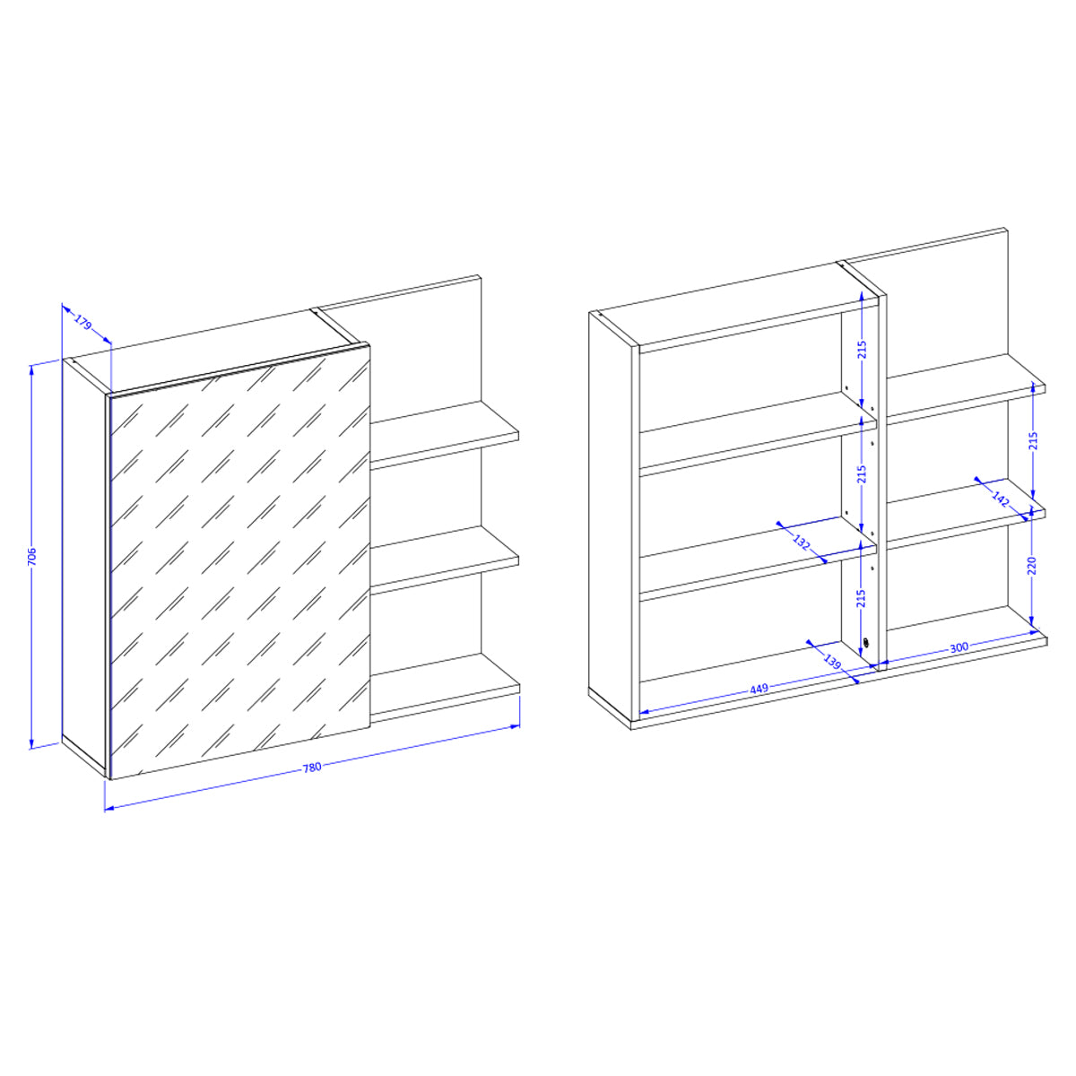 Armoire murale 1 porte miroir Sophéa Taupe - vue 4