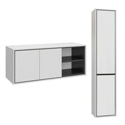 Ensemble meuble sous-vasque 120 cm et colonne Sophéa Blanc