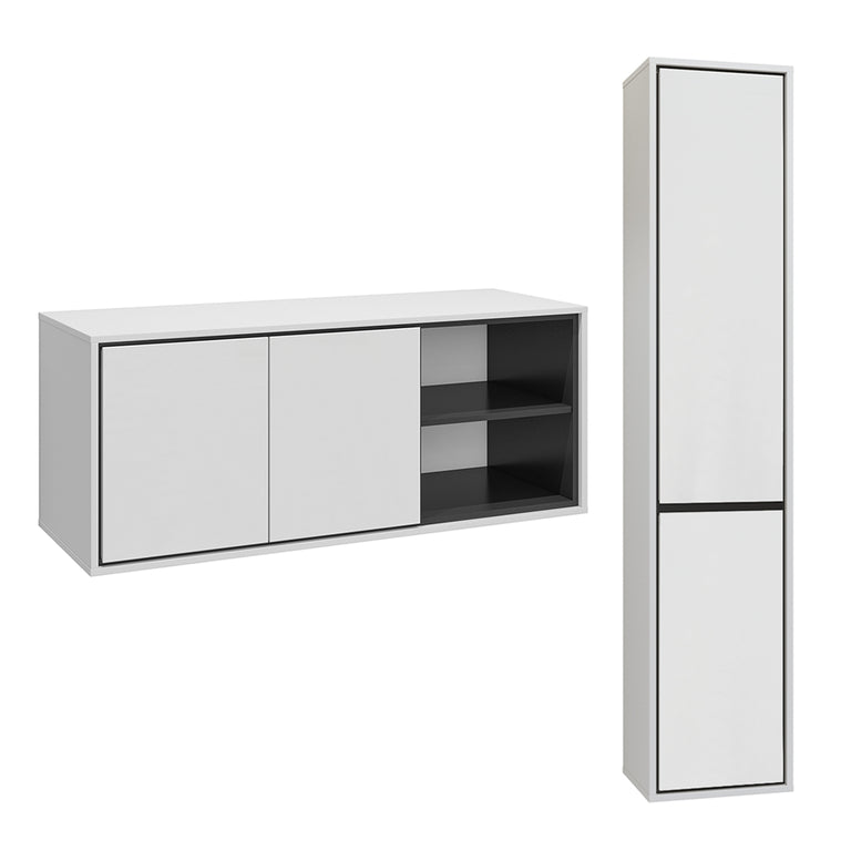 Ensemble meuble sous-vasque 120 cm et colonne Sophéa Blanc