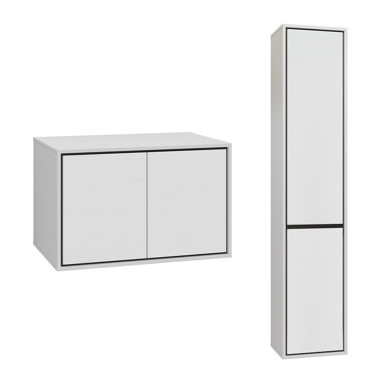 Ensemble meuble sous-vasque 80 cm et colonne Sophéa Blanc