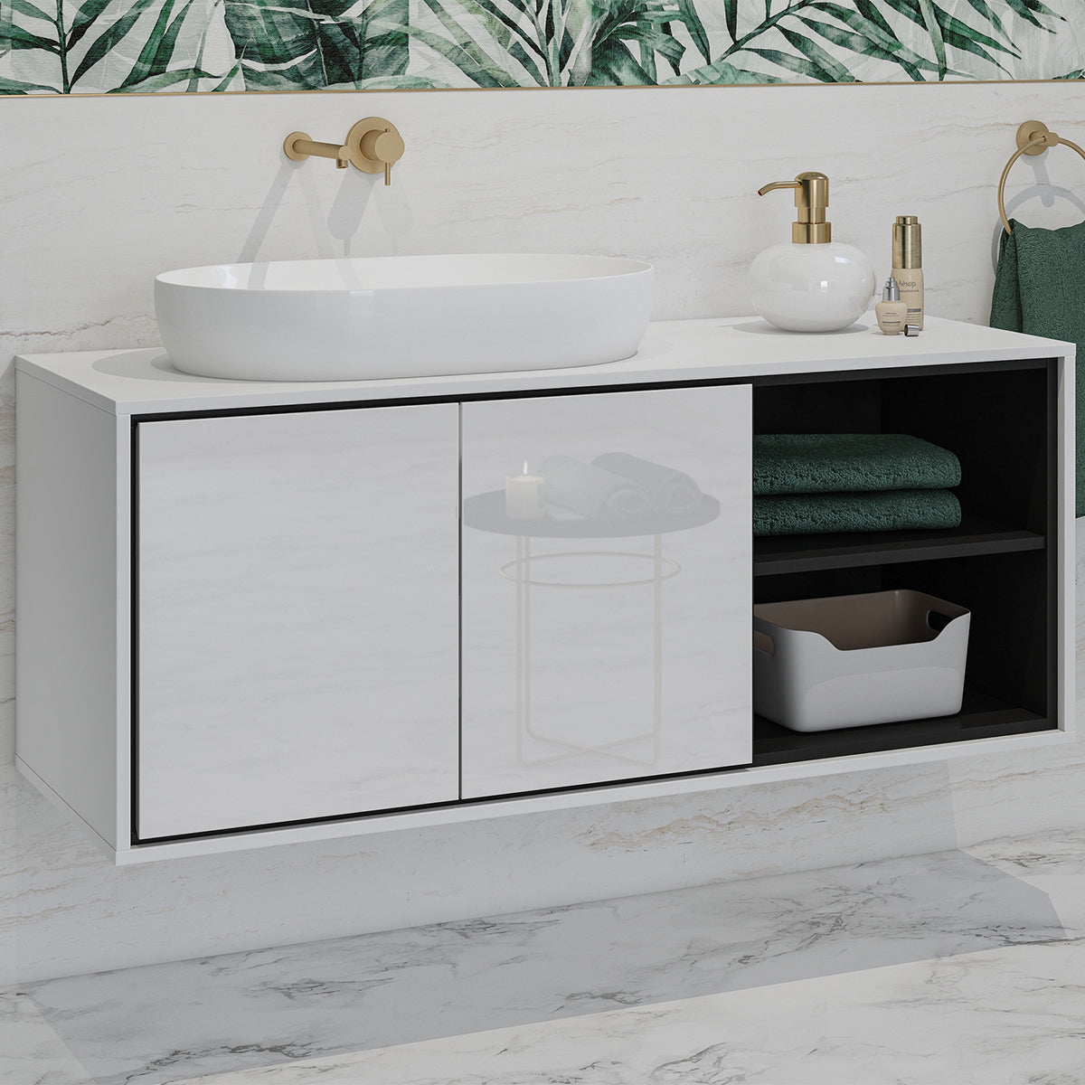 Meuble sous-vasque 120cm Sophéa Blanc - vue 3