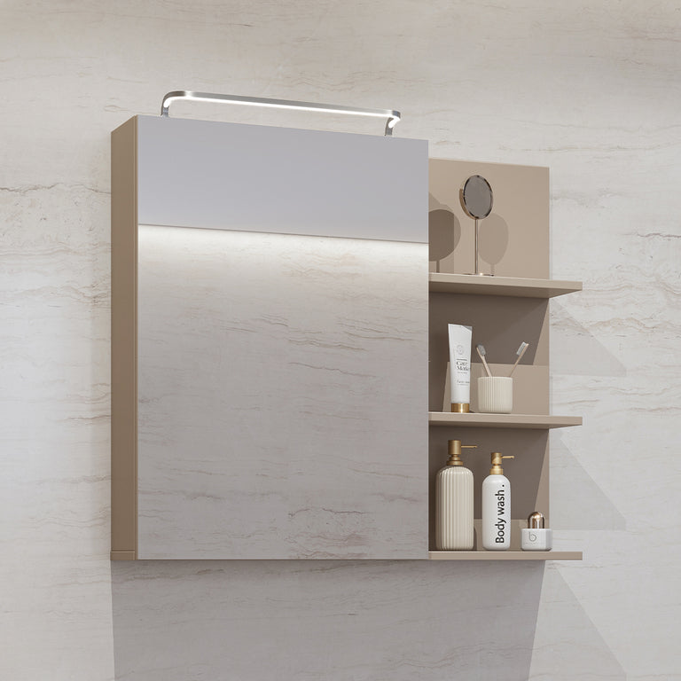 Ensemble meuble sous-vasque 80 cm et armoire miroir Sophéa Taupe