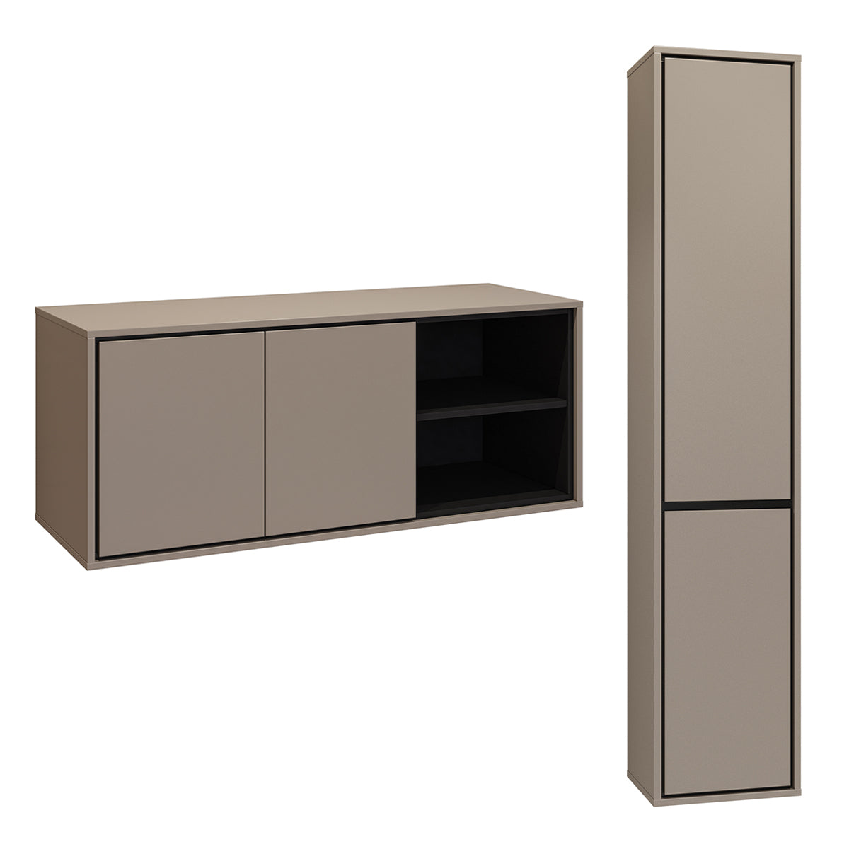 Ensemble meuble sous-vasque 120cm et colonne Sophéa Taupe