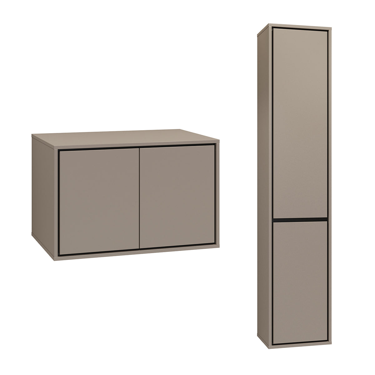 Ensemble meuble sous-vasque 80cm et colonne Sophéa Taupe