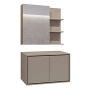 Ensemble meuble sous-vasque 80 cm et armoire miroir Sophéa Taupe