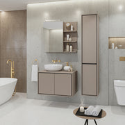 Ensemble meuble sous-vasque 80 cm colonne et armoire miroir Sophéa Taupe