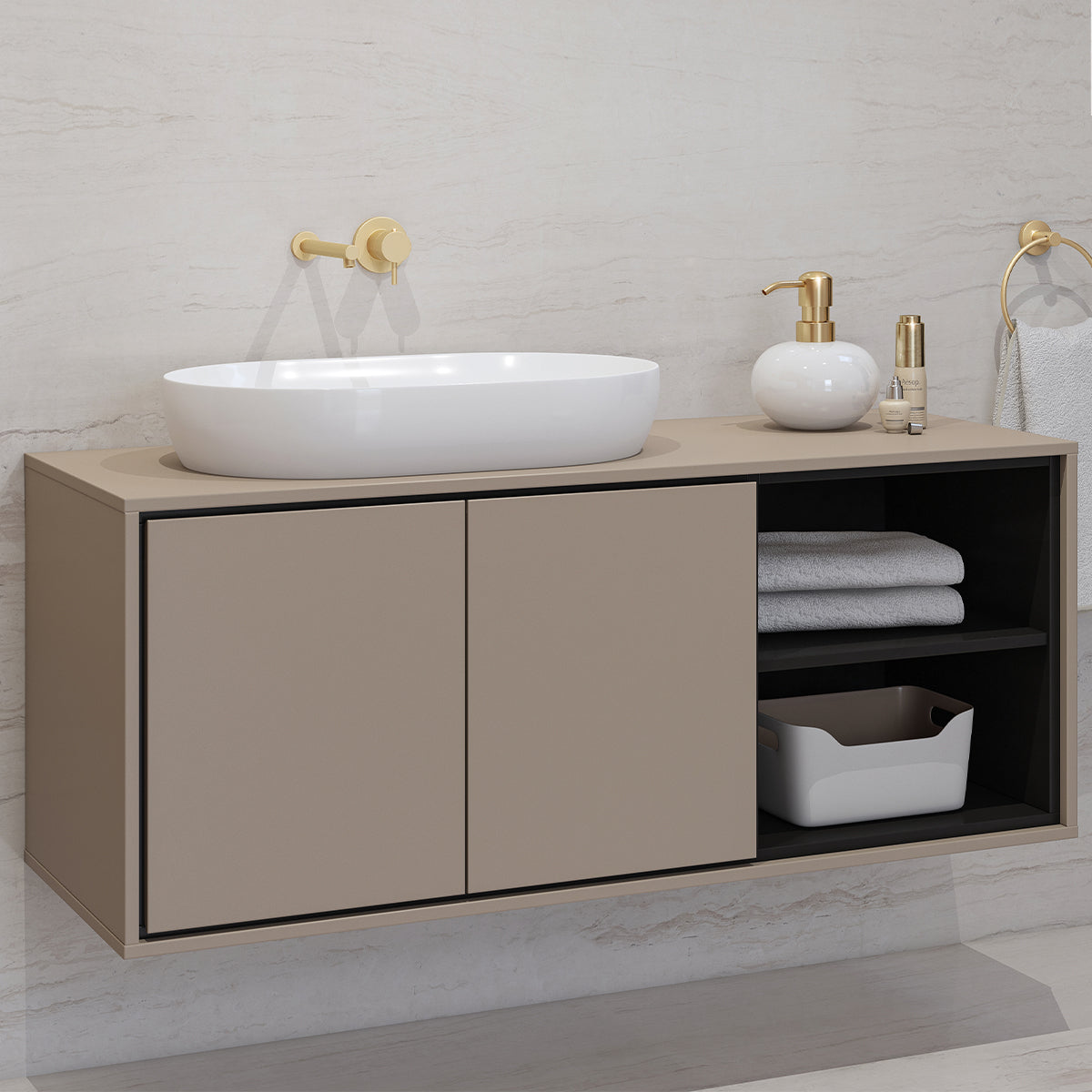 Meuble sous-vasque 120cm Sophéa Taupe - vue 3