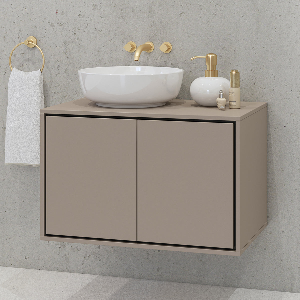 Meuble sous-vasque 80cm Sophéa Taupe - vue 3