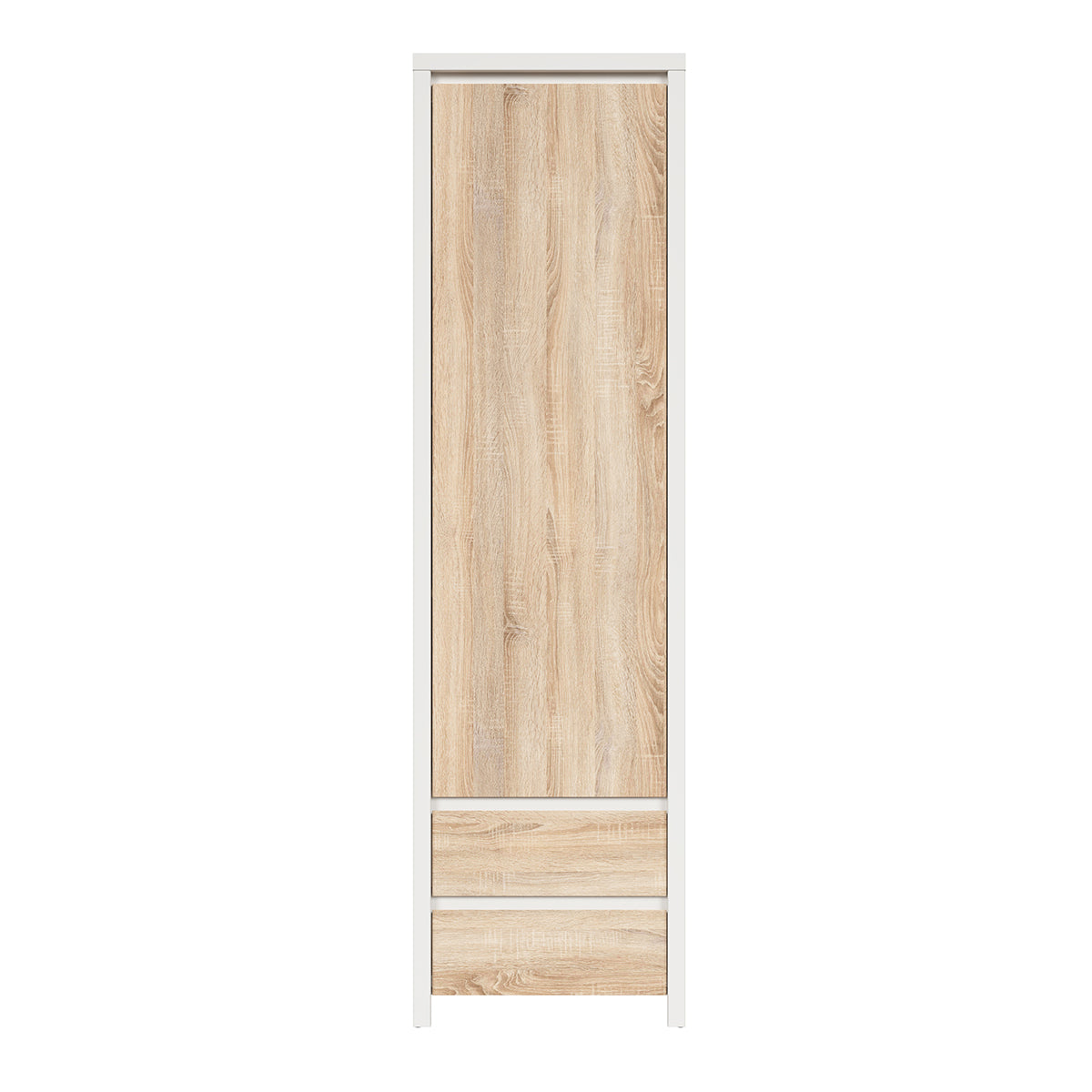 Armoire colonne 1 porte 2 tiroirs Soren Blanc et Bois - vue 4