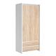 Armoire 2 portes 2 tiroirs Soren Blanc et Bois