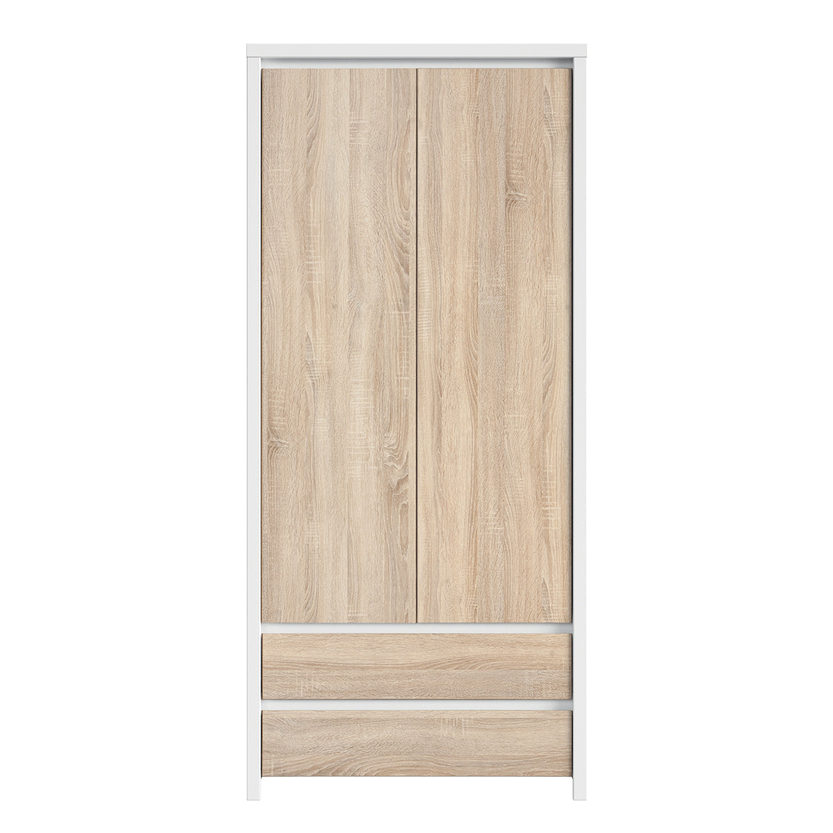 Armoire 2 portes 2 tiroirs Soren Blanc et Bois - vue 3