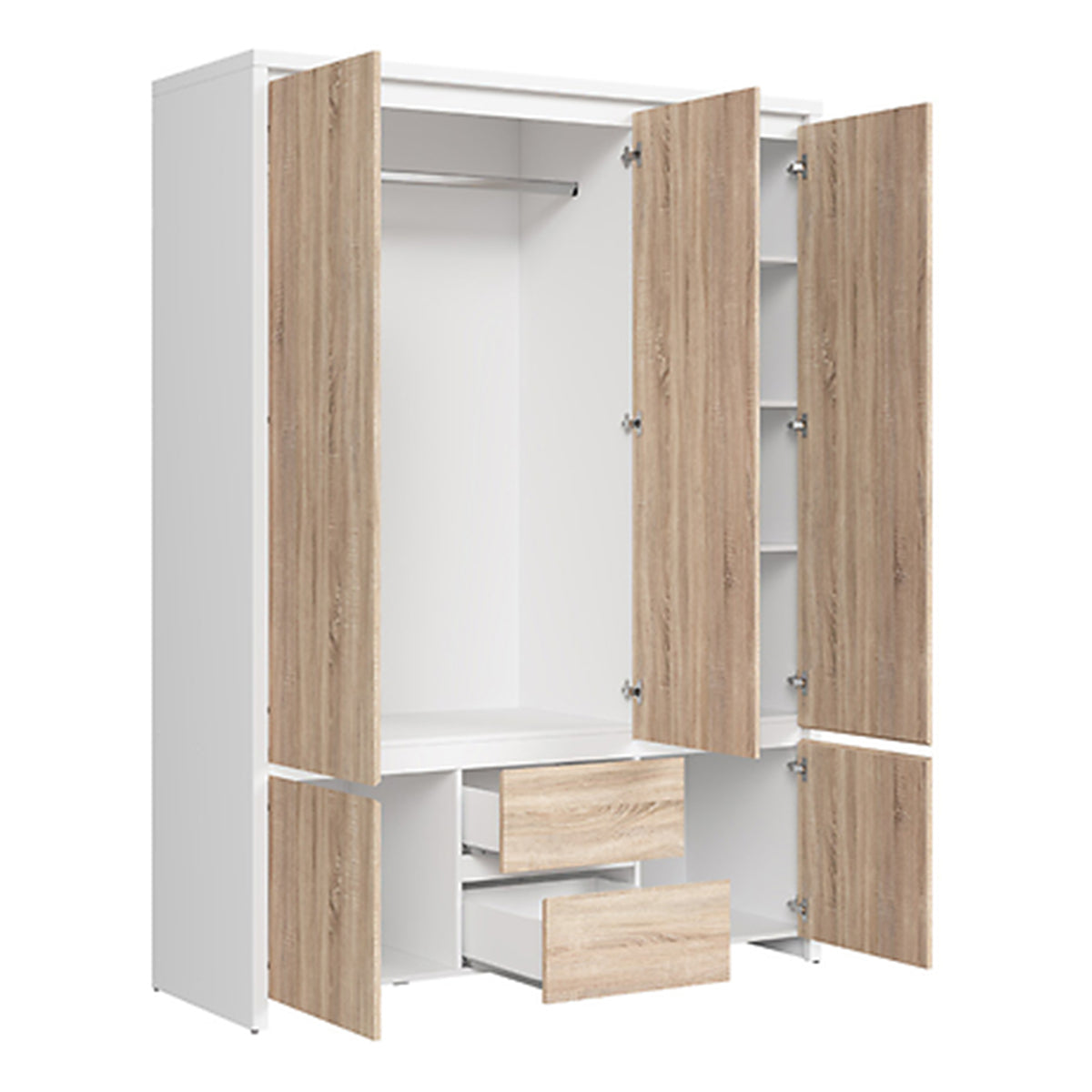 Armoire 3 portes Soren Blanc et Bois - vue 2