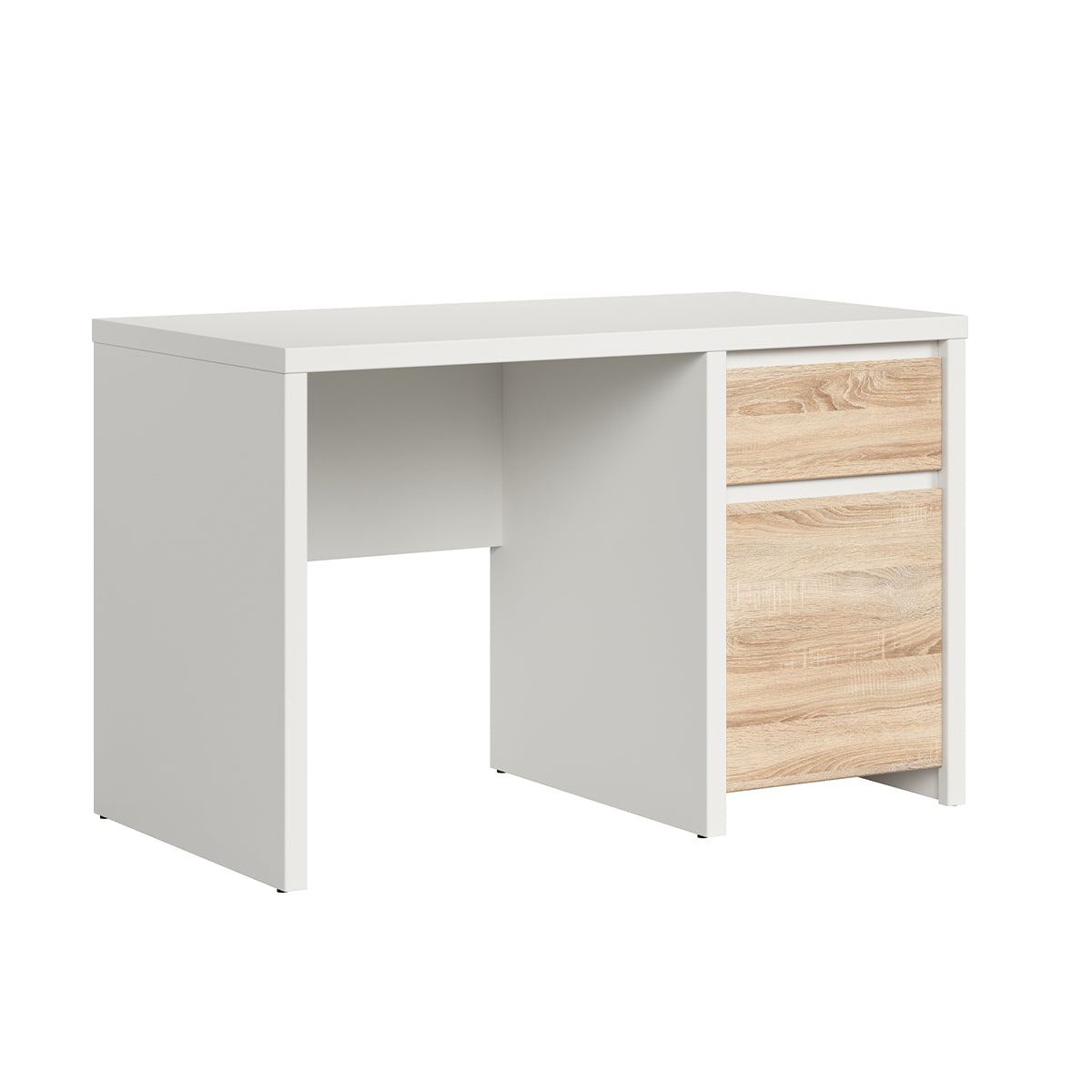 Bureau 1 porte 1 tiroir Soren Blanc et Bois - vue 3