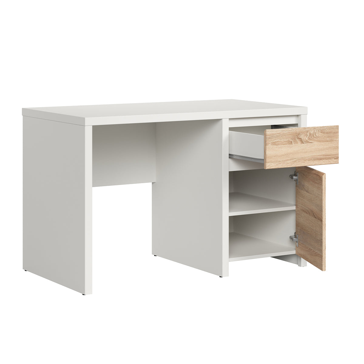 Bureau 1 porte 1 tiroir Soren Blanc et Bois - vue 2