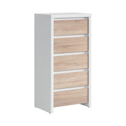 Chiffonnier 5 tiroirs Soren Blanc et Bois