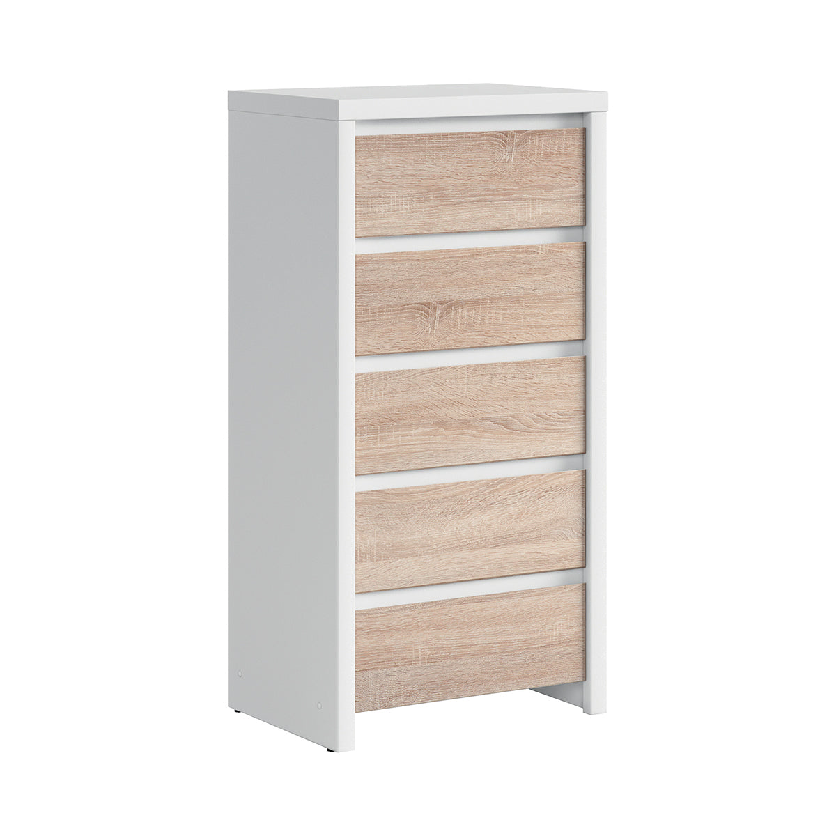 Chiffonnier 5 tiroirs Soren Blanc et Bois