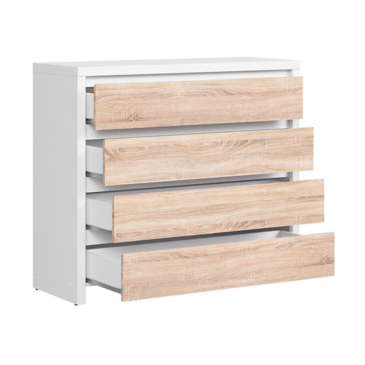Commode 4 tiroirs Soren Blanc et Bois - vue 2