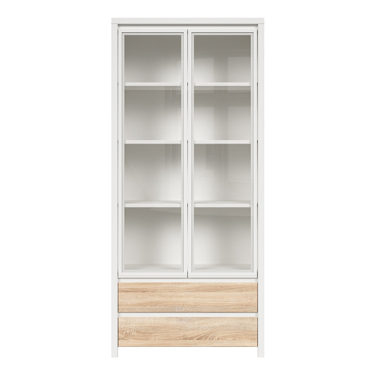Vaisselier 2 portes 2 tiroirs Soren Blanc et Bois - vue 3
