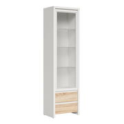 Vitrine 1 porte 2 tiroirs Soren Blanc et Bois