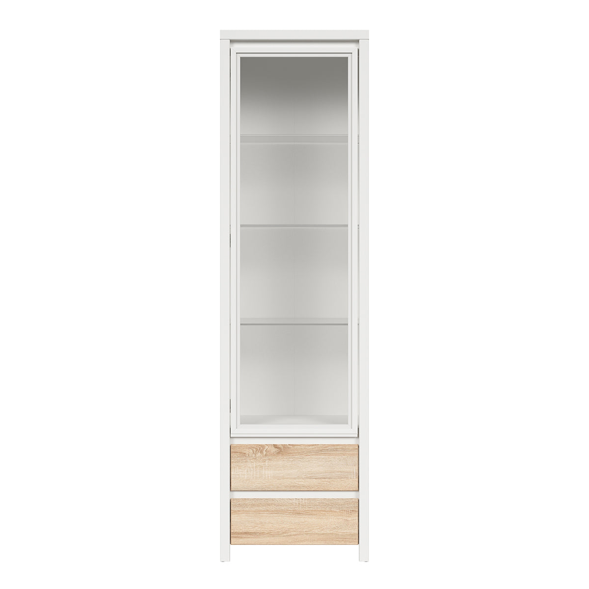 Vitrine 1 porte 2 tiroirs Soren Blanc et Bois - vue 3