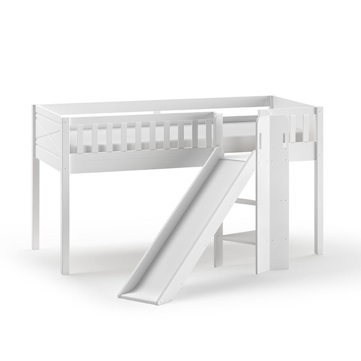 Lit mi-hauteur 90x200 toboggan sommier inclus Vipack Scott Blanc