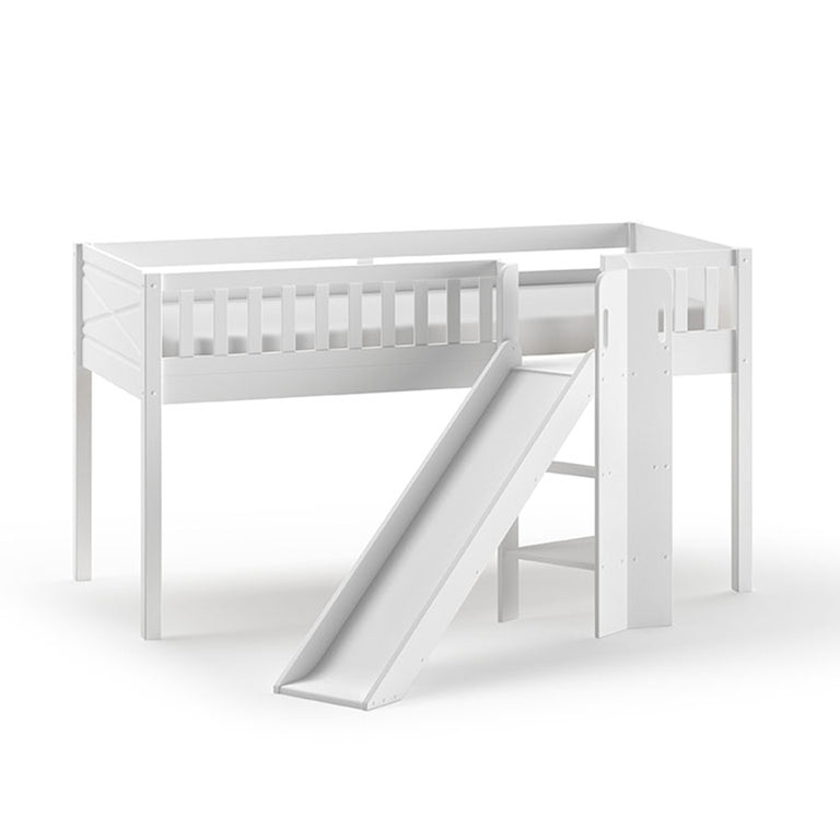 Lit mi-hauteur 90x200 toboggan sommier inclus Vipack Scott Blanc