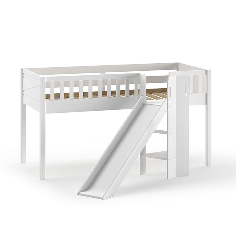 Lit mi-hauteur 90x200 toboggan sommier inclus Vipack Scott Blanc - vue 4