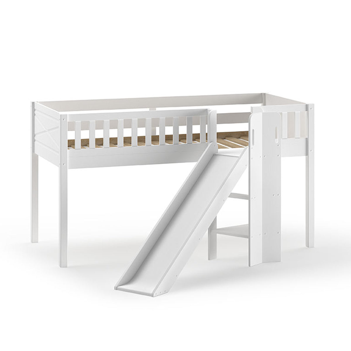 Lit mi-hauteur 90x200 toboggan sommier inclus Vipack Scott Blanc - vue 4
