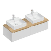 Meuble double vasque 120cm 2 tiroirs Livia Blanc et Bois
