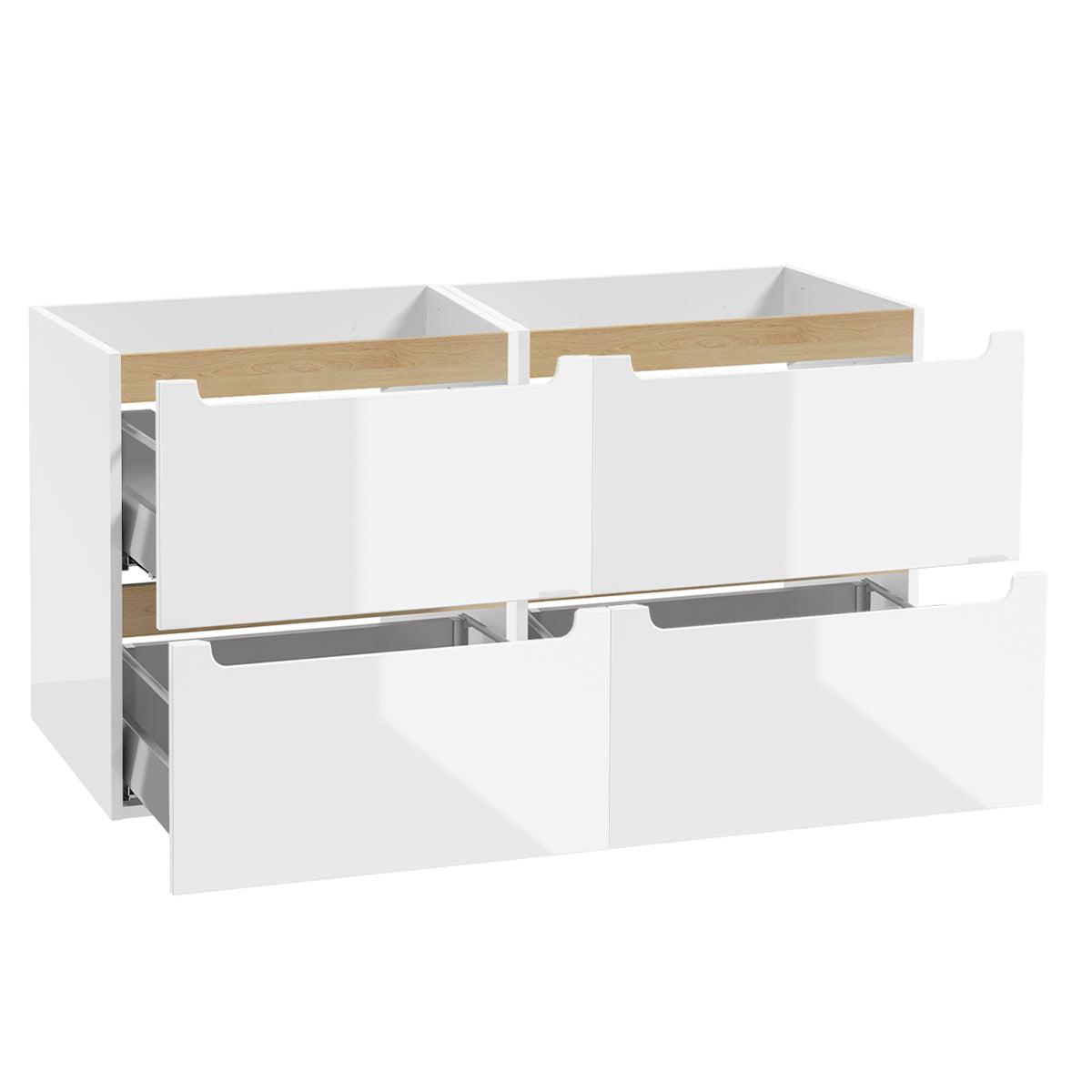 Meuble sous-vasque 120cm 4 tiroirs Livia Blanc et Bois - vue 2
