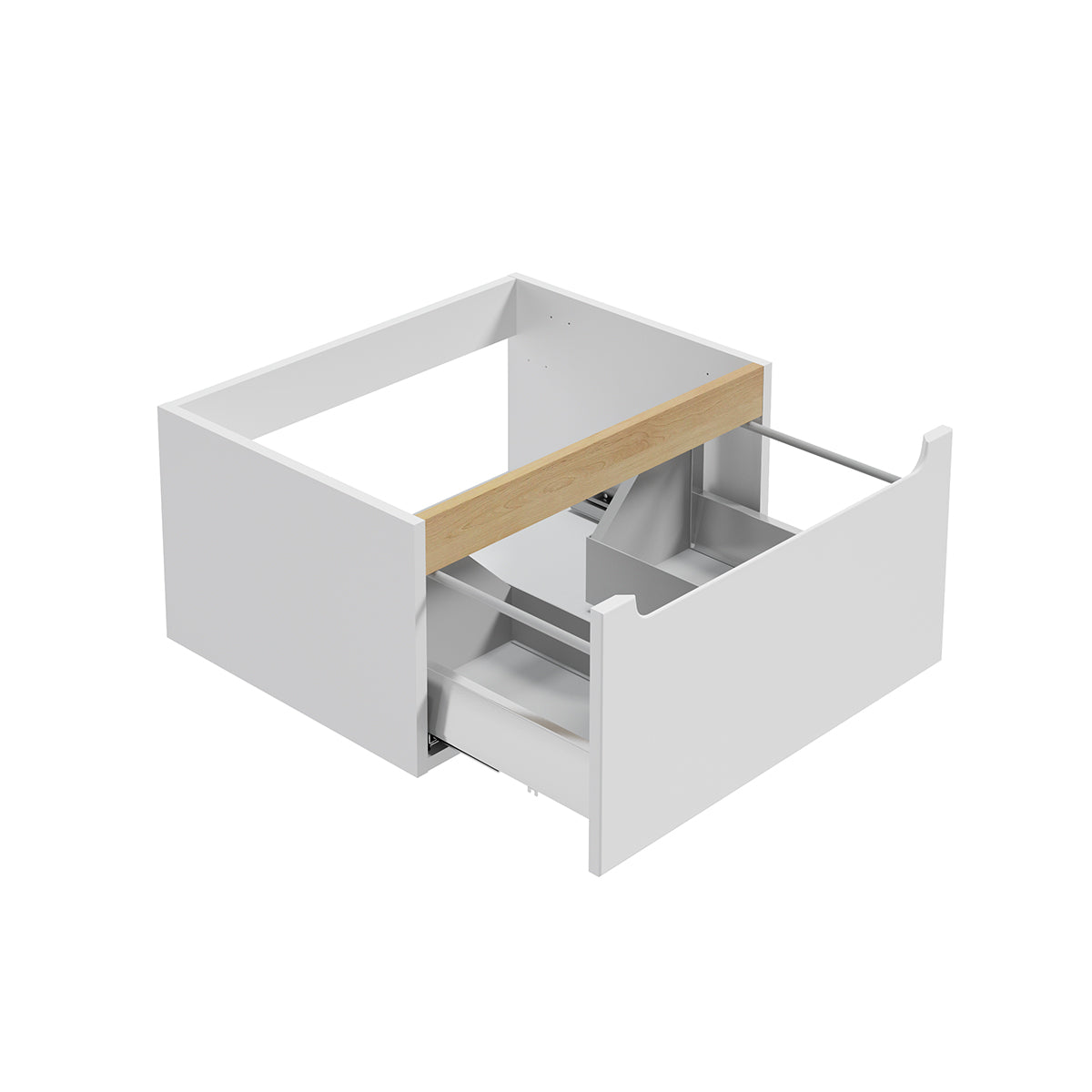 Meuble simple vasque encastrée 60cm 1 tiroir Livia Blanc et Bois - vue 5