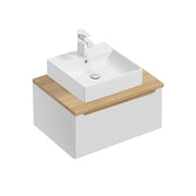 Meuble simple vasque 60cm 1 tiroir Livia Blanc et Bois