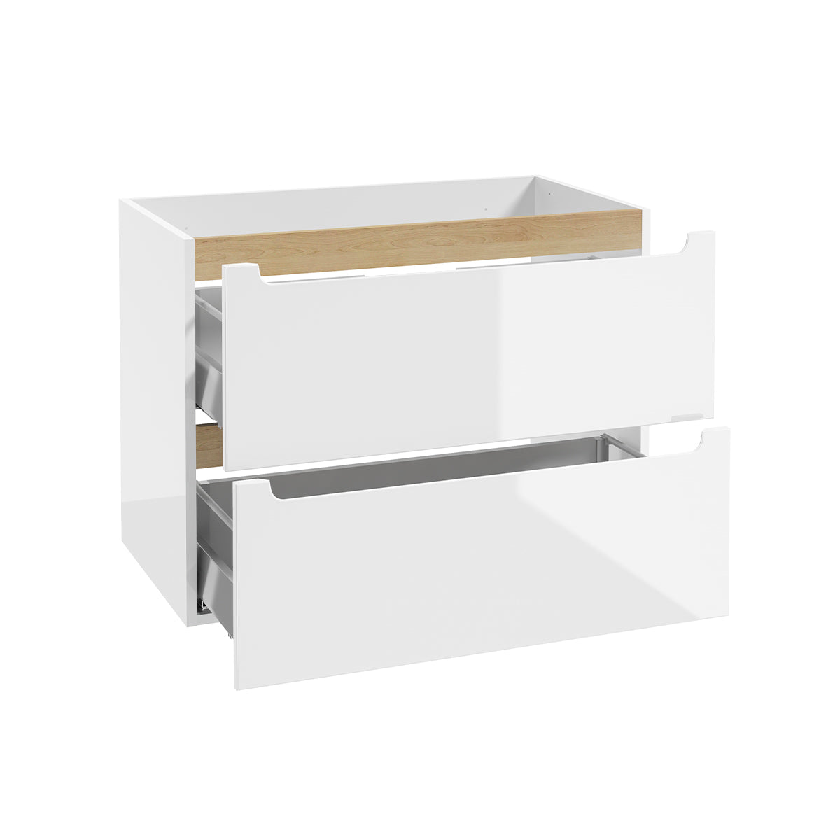 Meuble sous-vasque 80cm 2 tiroirs Livia Blanc et Bois - vue 2