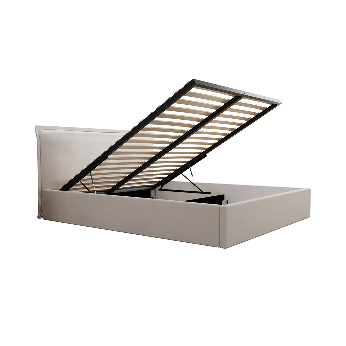 Lit coffre 160x200 sommier inclus Velis Blanc cassé