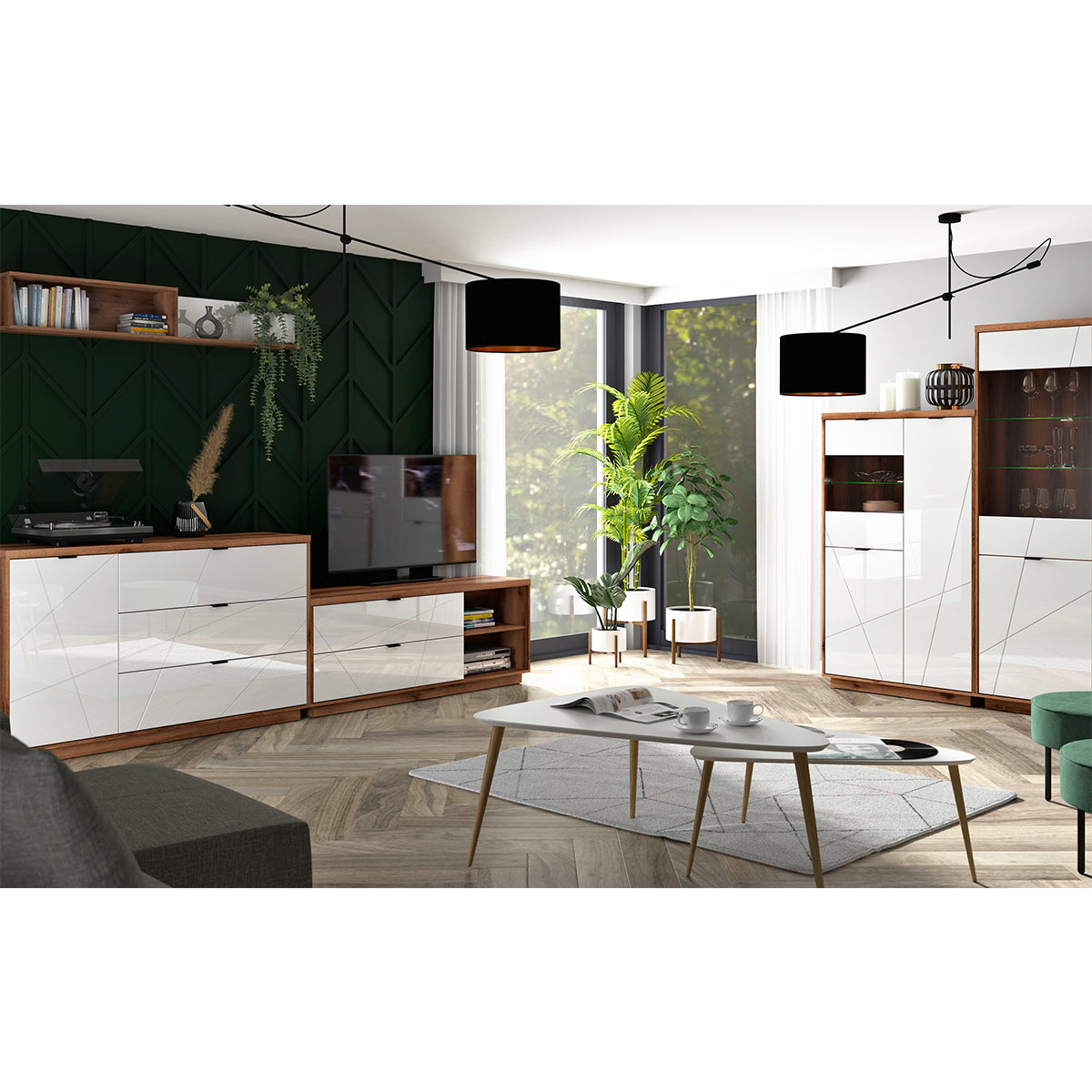 Buffet 3 tiroirs 1 porte Sven Blanc et Bois - vue 8