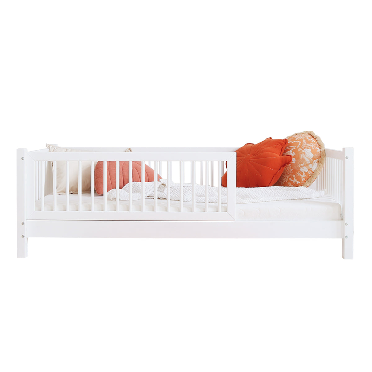 Lit 90x190 barrière et sommier inclus pieds 10 cm Sybil Blanc - vue 2