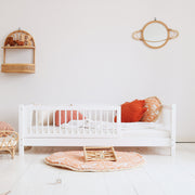 Lit 90x190 barrière et sommier inclus pieds 10 cm Sybil Blanc
