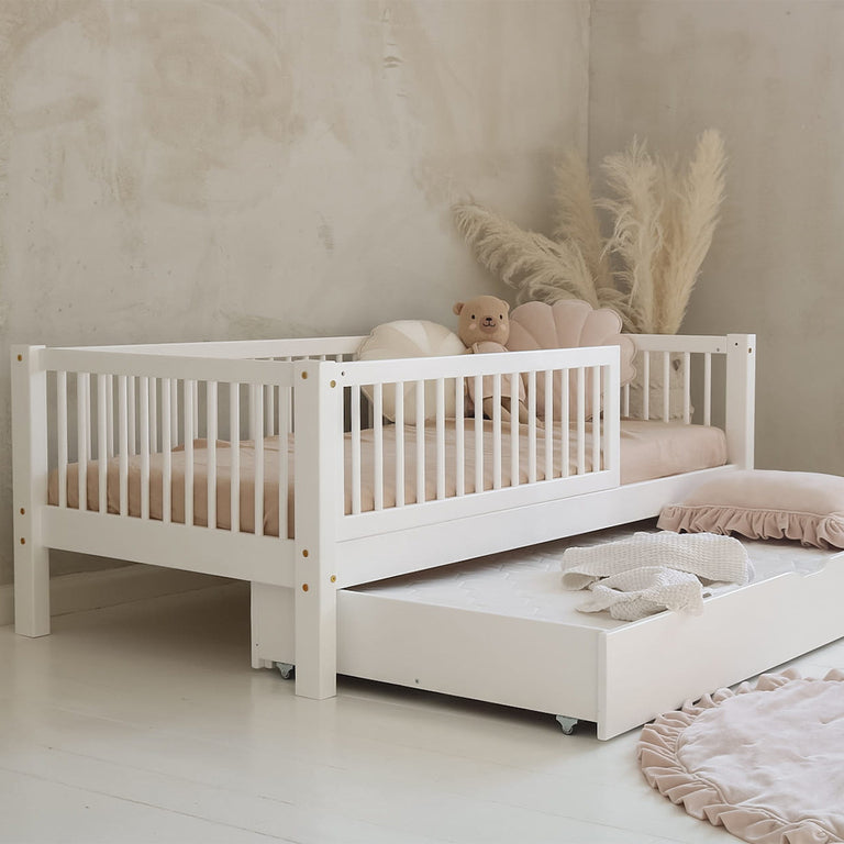 Lit 90x190 barrière sommier et tiroir inclus Sybil Blanc - vue 6