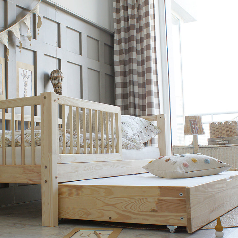 Lit 90x190 barrière sommier et tiroir inclus Sybil Bois - vue 6