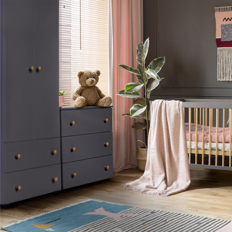 Armoire 2 portes 2 tiroirs Littlesky by Klups Pauline Gris - vue 4