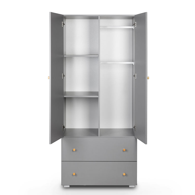 Lit bébé et armoire 2 portes 2 tiroirs Littlesky by Klups Pauline Gris - vue 5