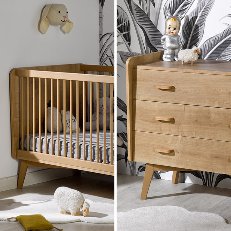 Lit bébé évolutif et commode grand modèle Maelyne Bois
