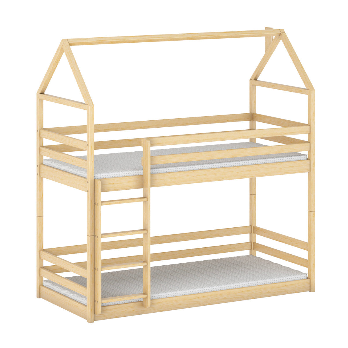 Lit cabane superposé 90x200 au sol sommiers inclus Louis Bois - vue 2