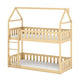 Lit cabane superposé 90x200 au sol sommiers inclus Mathias Bois