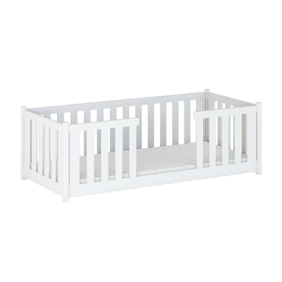 Lit au sol 90x200 sommier inclus Ninon Blanc - vue 2