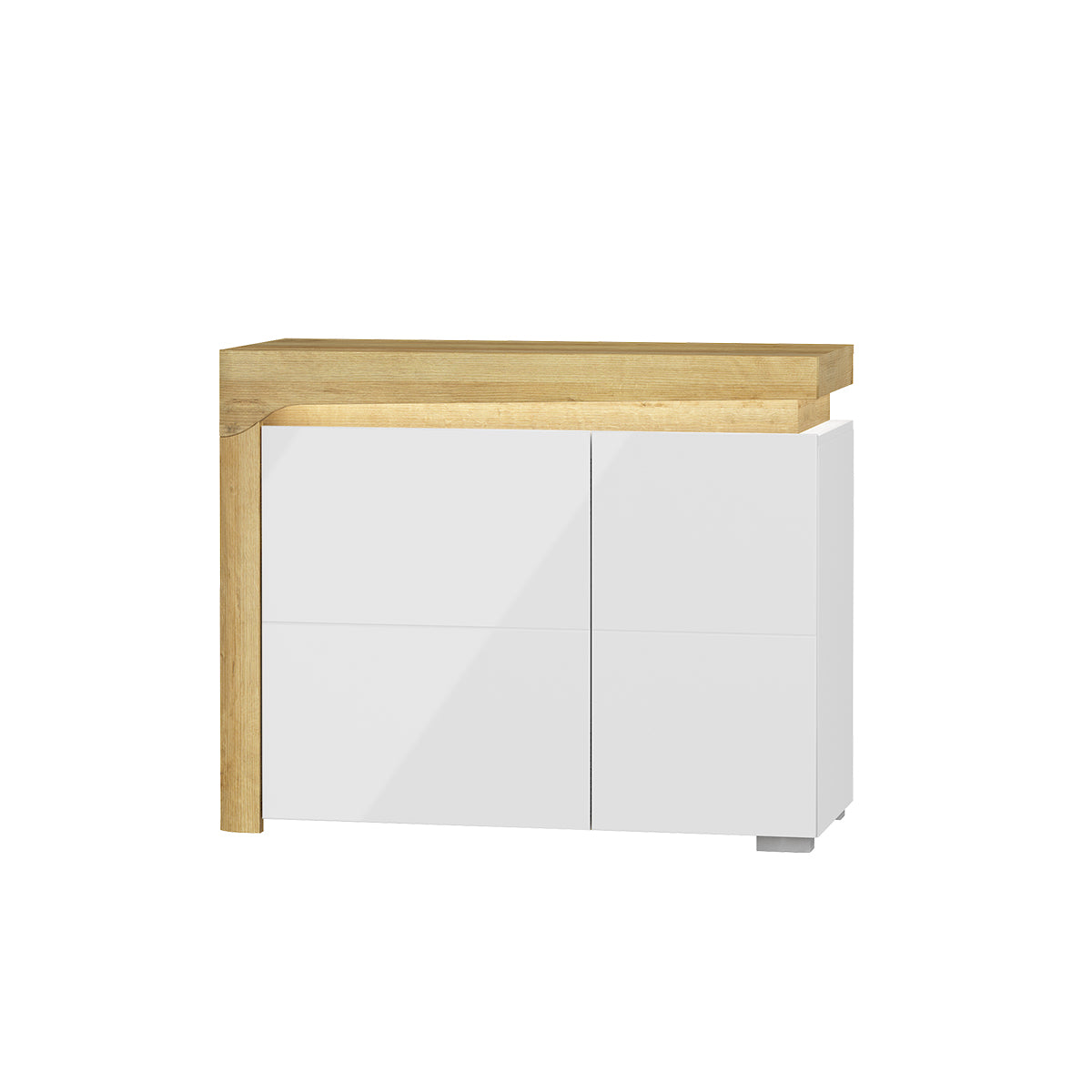 Buffet 2 portes LED inclus Teo Blanc et Bois